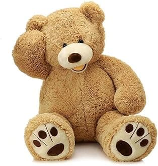 Smiling Giant Teddy Bear, 39inch Big Stuffed Animal Bears with Large Footprints Plush, Gift Kids Girlfriend Boyfriend, Light Brown