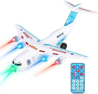ele ELEOPTION Kids Transport Airplane Toy Aeroplane Infrared Remote Control Plane Toys with Lights and Music for for 3 4 5 6 7 8 Year Old Toddlers Girls Boys White Color