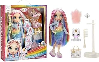 Rainbow High Fashion Doll with Slime & Pet - Amaya (Rainbow Colours) - 28 cm Shimmering Doll with Glitter Slime, Magic Pet and Fashion Accessories - Children's Toy - 4-12 Years