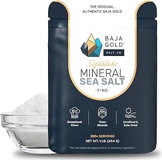 Mineral Sea Salt – Fine Grind – Unrefined, Mineral-Rich & Low in Sodium – 100% Natural, No Additives – Perfect for Seasoning, Cooking & Baking, Available in 454g